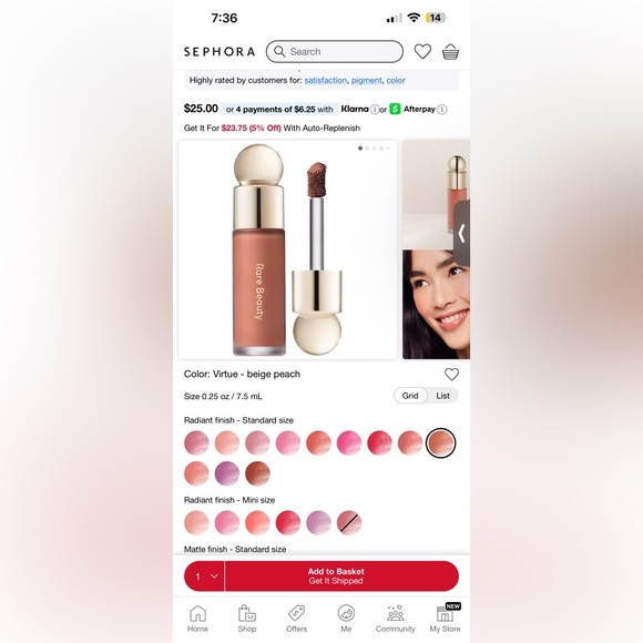 Rare Beauty Soft Pinch Dewy Liquid Blush - Warm Peach - Picture 4 of 4